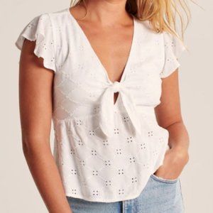 Abercrombie Knot-front Eyelet Blouse NWOT